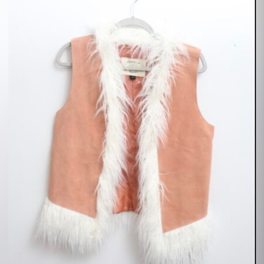 NWOT Free People Indigo River leather vest with faux fur trim